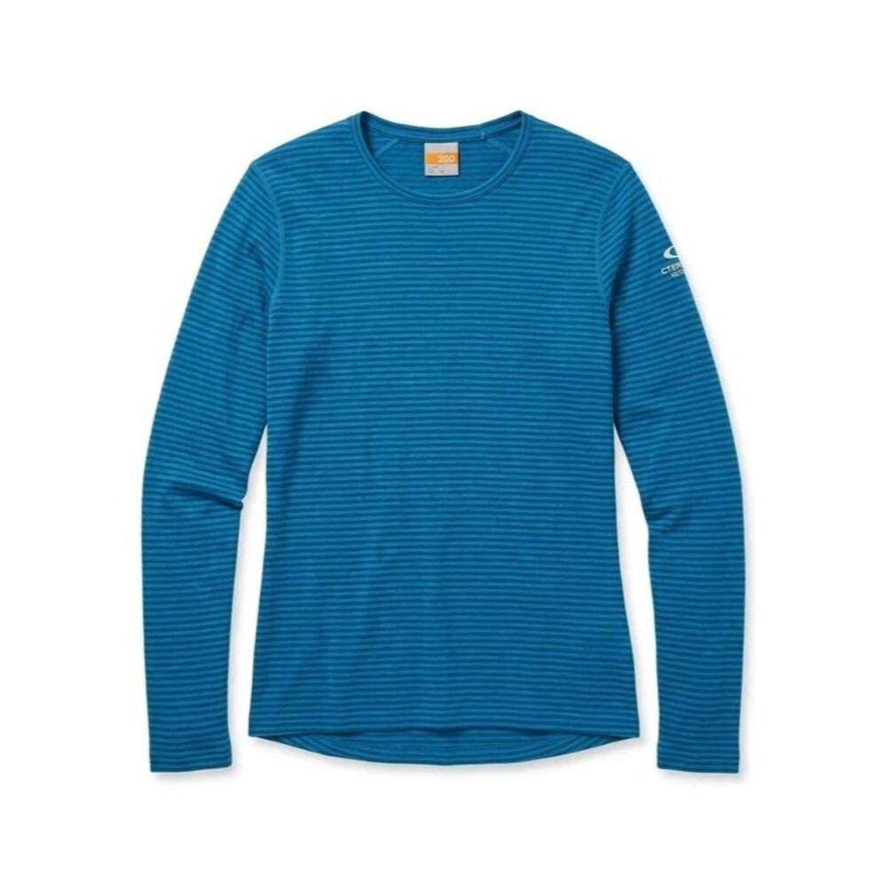 Icebreaker Merino 200 Women’s Medium Long Sleeve Base Layer Shirt Blue Stripe